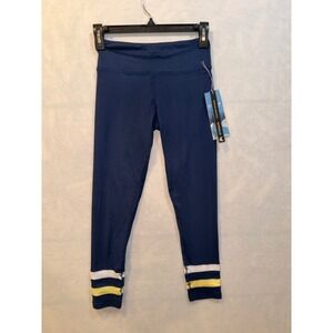 KYODAN Womens Navy Blue‎ Striped Hem Cropped Leggings Size 12 G LAthletic
